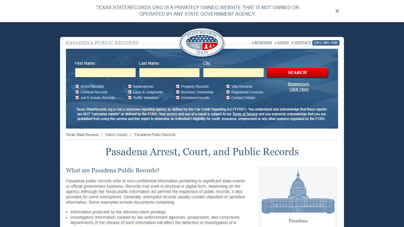 Pasadena Arrest and Public Records | Texas.StateRecords.org